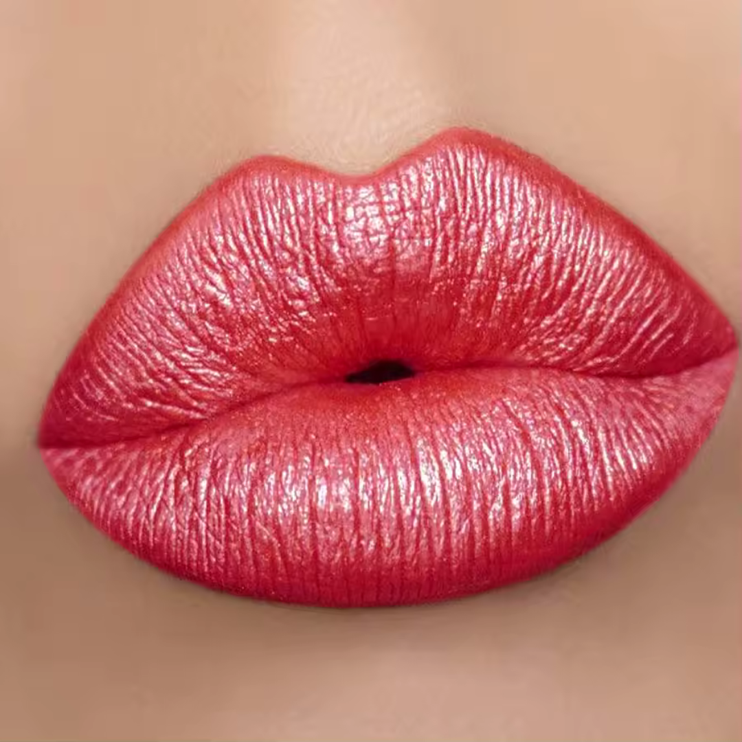Red metallic lipstick